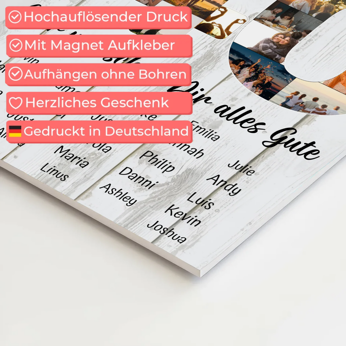 Magnetisches Poster mit Wunschtext 40 Geburtstag Fotoboard
