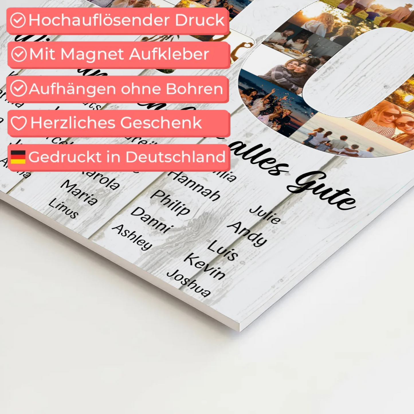 Magnetisches Poster mit Wunschtext 40 Geburtstag Fotoboard