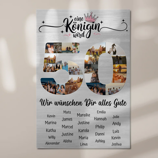 Fotoboard Magnet Poster mit Unterschriften 50 Geburtstag