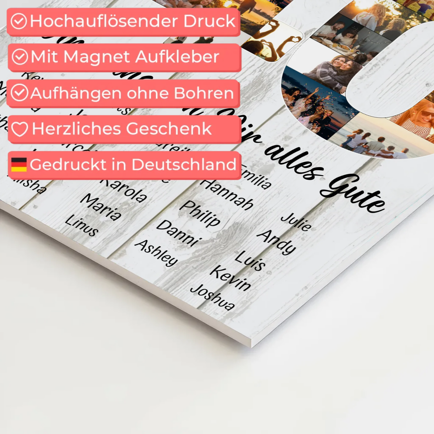 Magnetisches Poster mit Wunschtext 40 Geburtstag Fotoboard