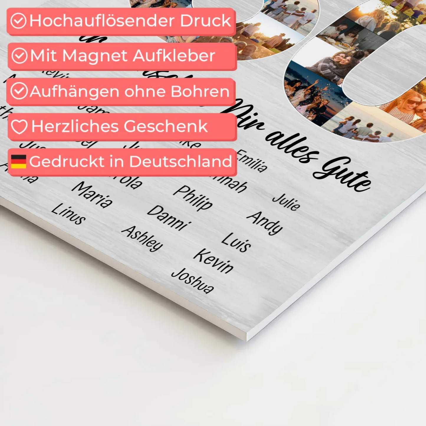 Fotoboard Magnet Poster mit Unterschriften 50 Geburtstag
