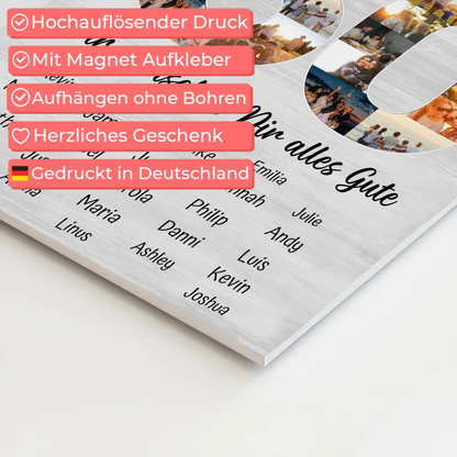 Fotoboard Magnet Poster mit Unterschriften 50 Geburtstag