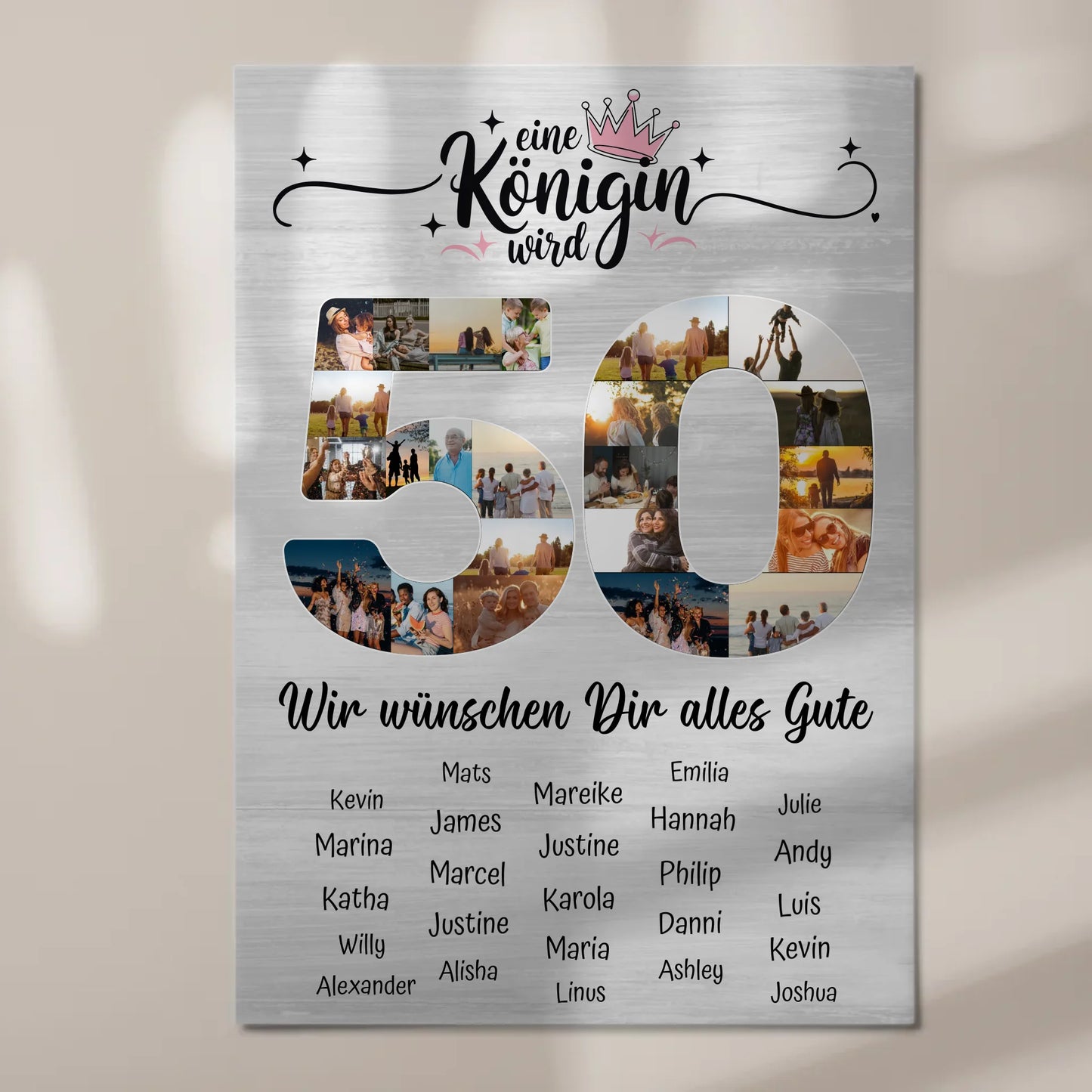 Fotoboard Magnet Poster mit Unterschriften 50 Geburtstag