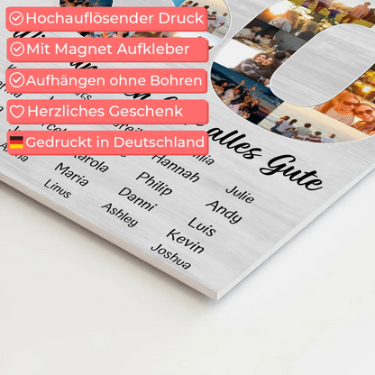 Fotoboard Magnet Poster mit Unterschriften 50 Geburtstag