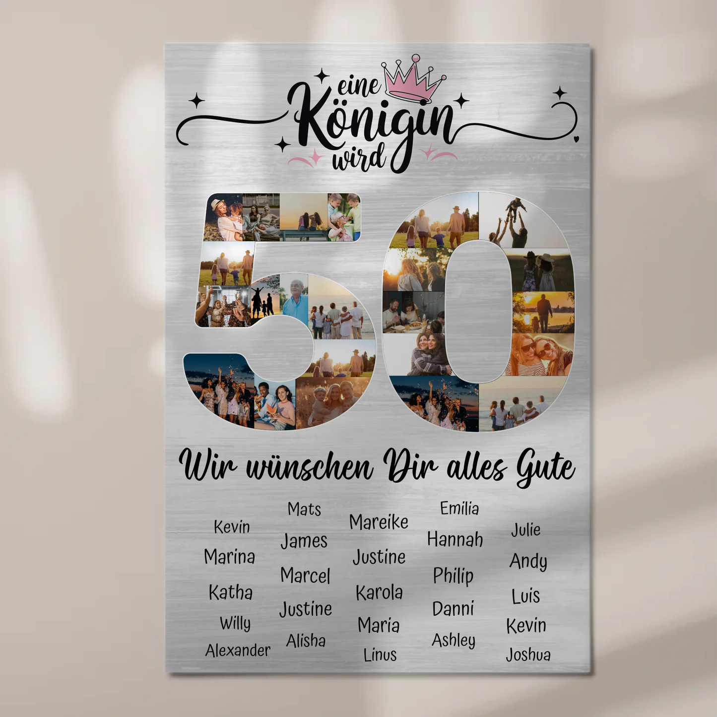 Fotoboard Magnet Poster mit Unterschriften 50 Geburtstag