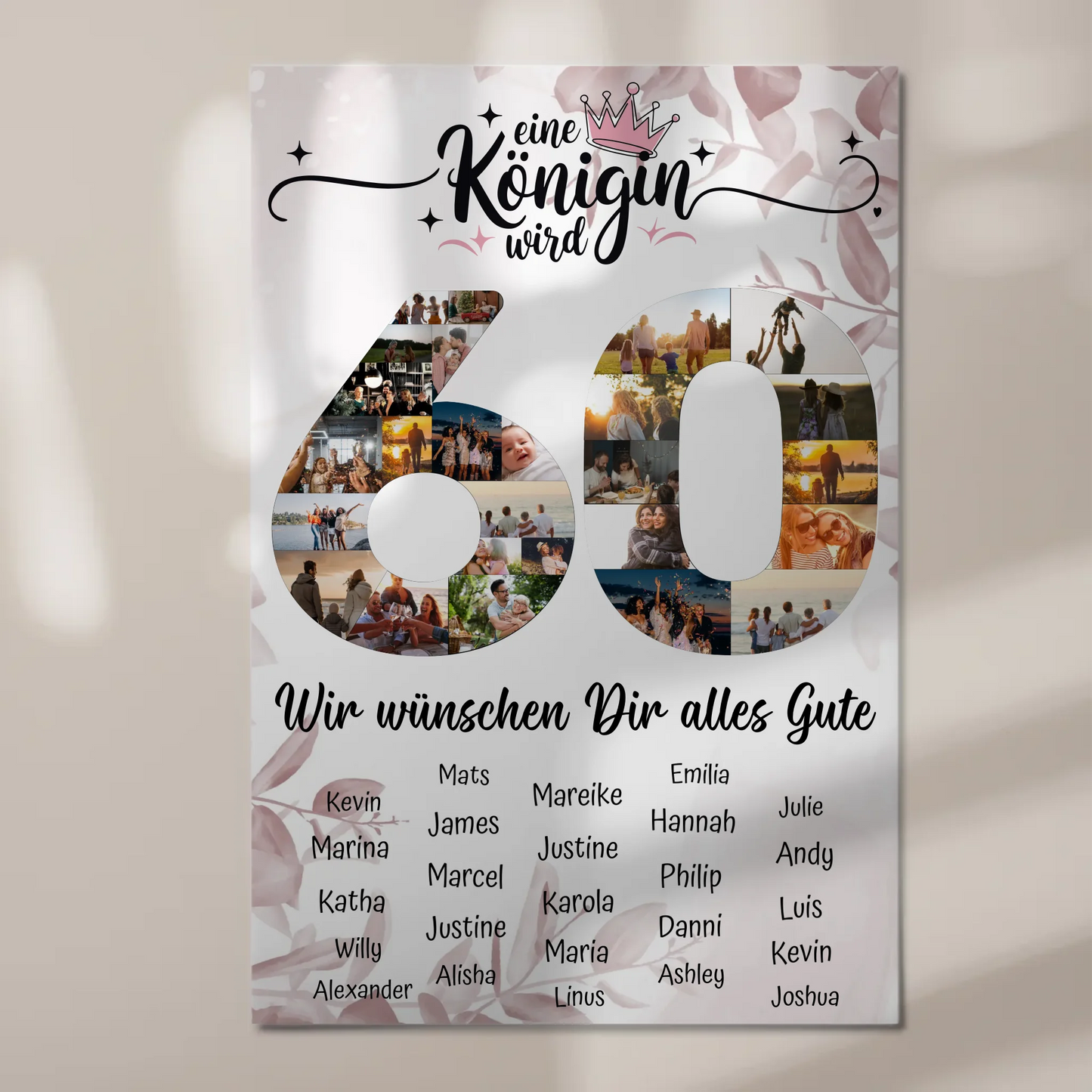 Fotoboard mit Wunschtext 60 Geburtstag Poster magnetisch