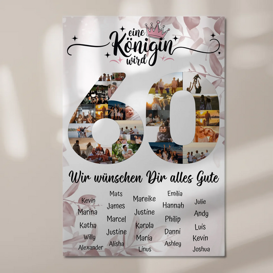 Fotoboard mit Wunschtext 60 Geburtstag Poster magnetisch
