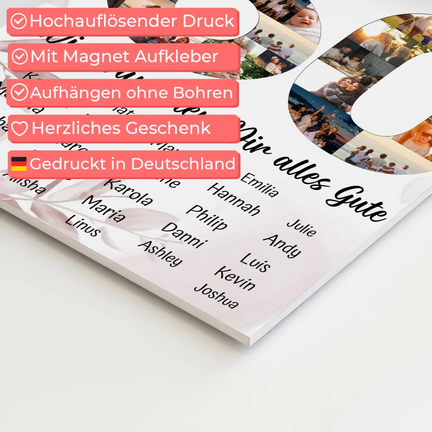 Fotoboard mit Wunschtext 60 Geburtstag Poster magnetisch