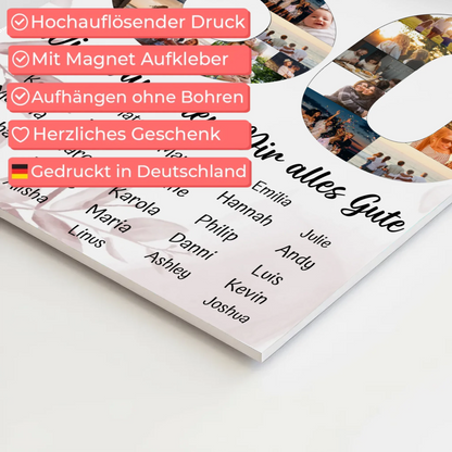 Fotoboard mit Wunschtext 60 Geburtstag Poster magnetisch