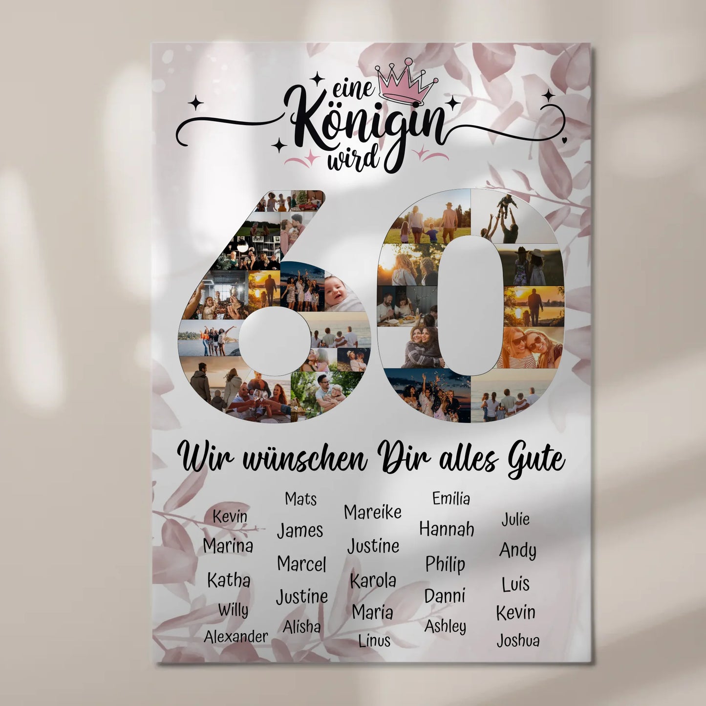 Fotoboard mit Wunschtext 60 Geburtstag Poster magnetisch