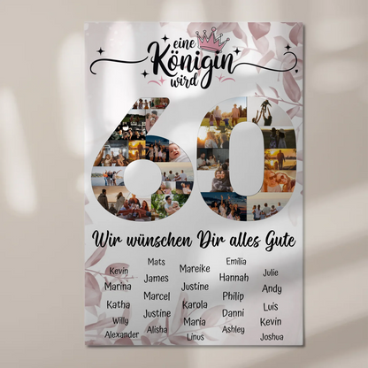 Fotoboard mit Wunschtext 60 Geburtstag Poster magnetisch