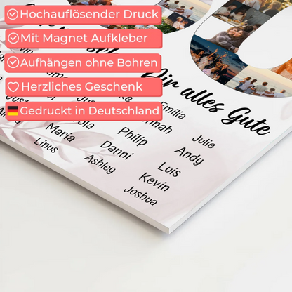 Fotoboard mit Wunschtext 60 Geburtstag Poster magnetisch