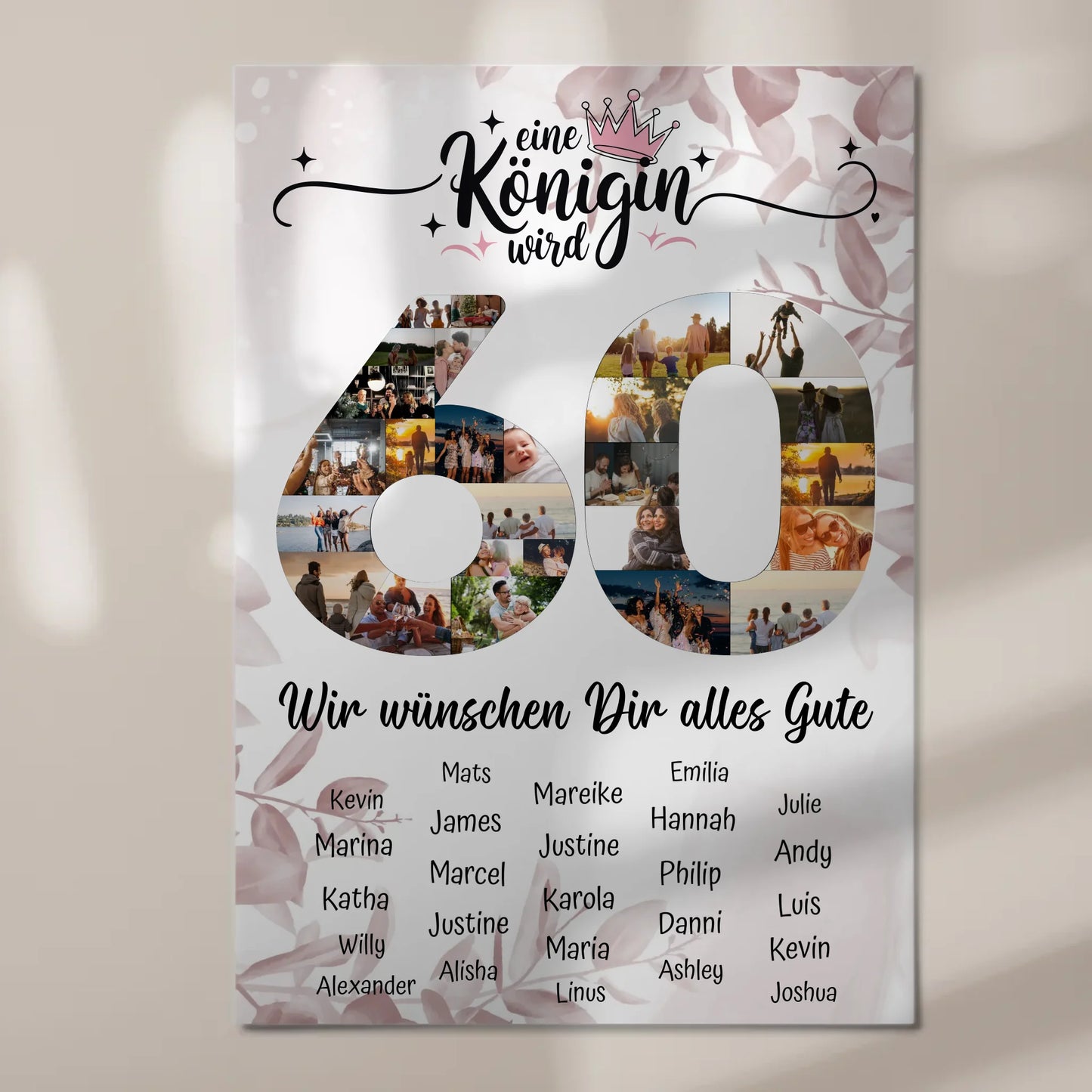 Fotoboard mit Wunschtext 60 Geburtstag Poster magnetisch
