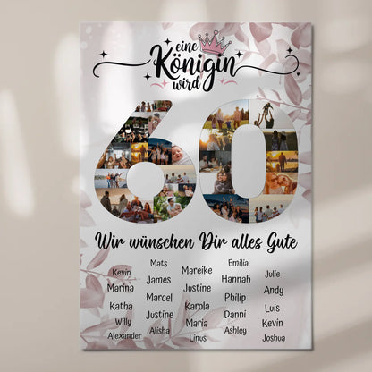 Fotoboard mit Wunschtext 60 Geburtstag Poster magnetisch