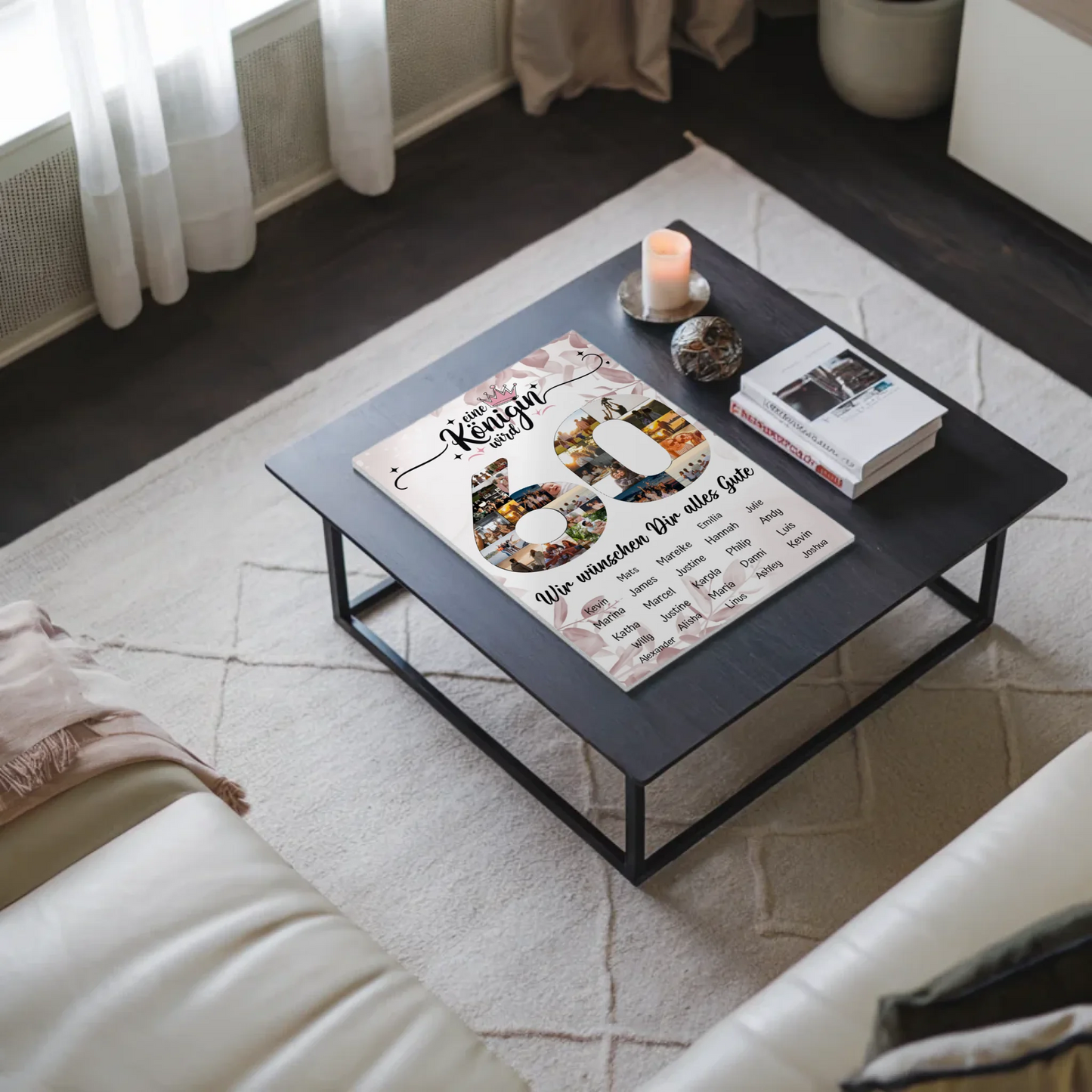 Fotoboard mit Wunschtext 60 Geburtstag Poster magnetisch