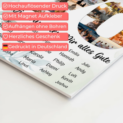 Magnetisches Fotoboard mit Unterschriften 70 Geburtstag Königin