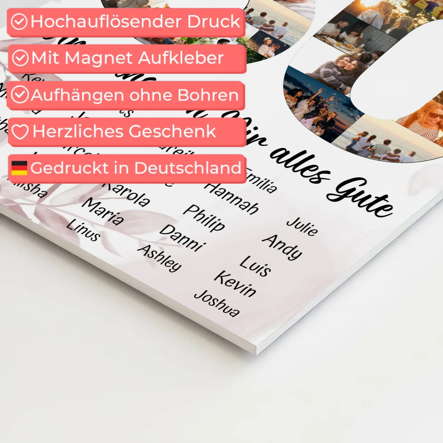 Fotoboard mit Wunschtext 60 Geburtstag Poster magnetisch