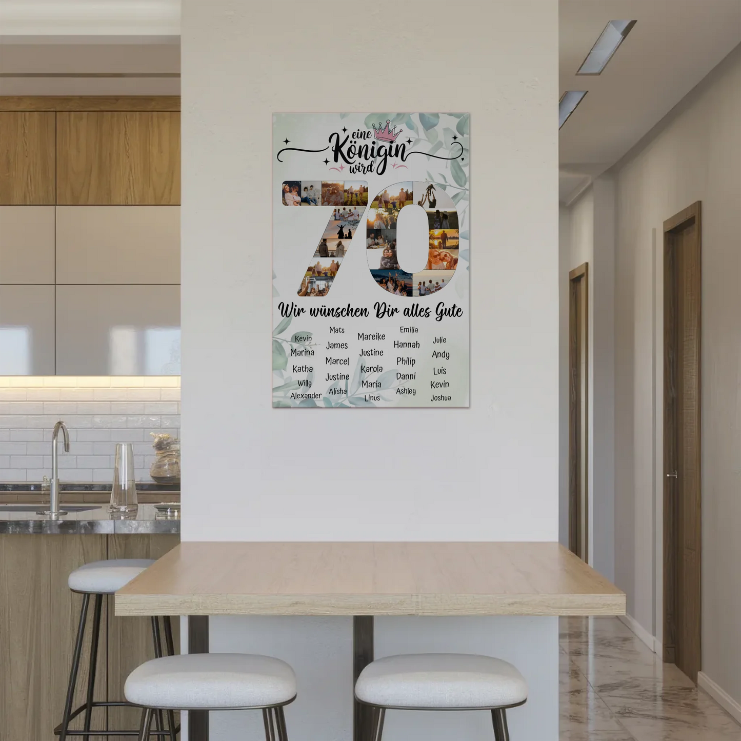 Magnetisches Fotoboard mit Unterschriften 70 Geburtstag Königin