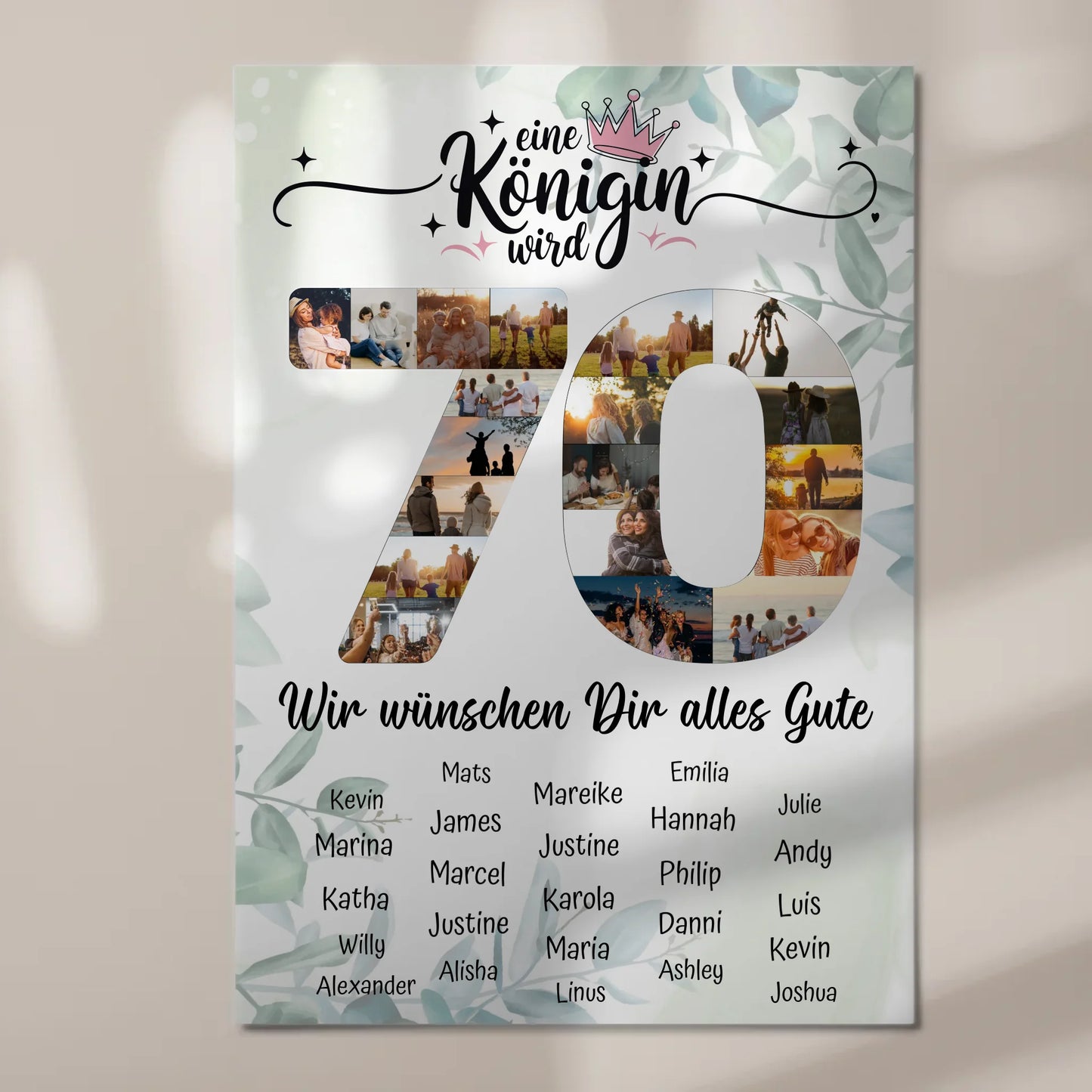 Magnetisches Fotoboard mit Unterschriften 70 Geburtstag Königin