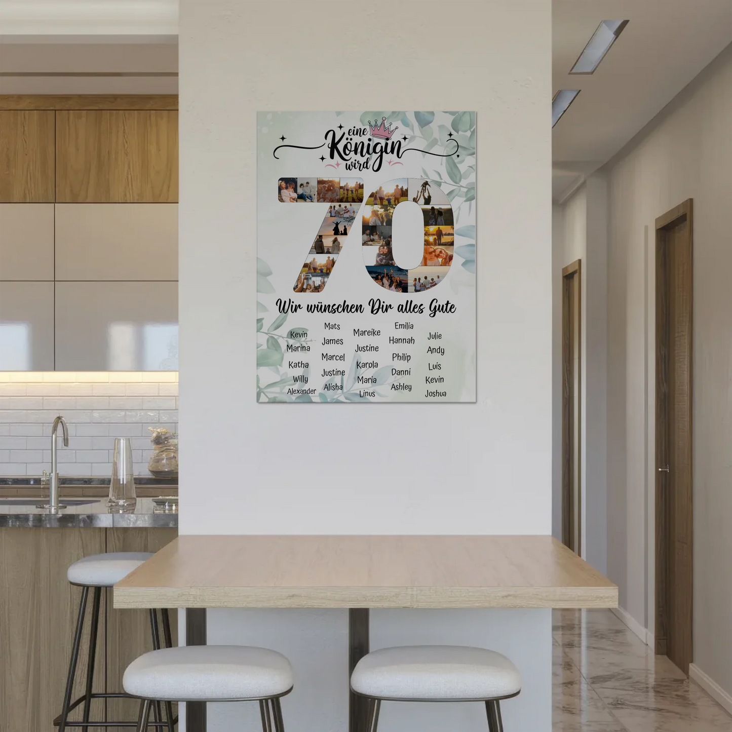 Magnetisches Fotoboard mit Unterschriften 70 Geburtstag Königin