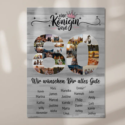 Magnet Poster mit Wunschtext 80 Geburtstag Königin