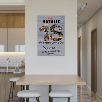 Magnetisches Fotoboard Poster mit Wunschtext 18 Geburtstag für Schwester Tochter Freundin