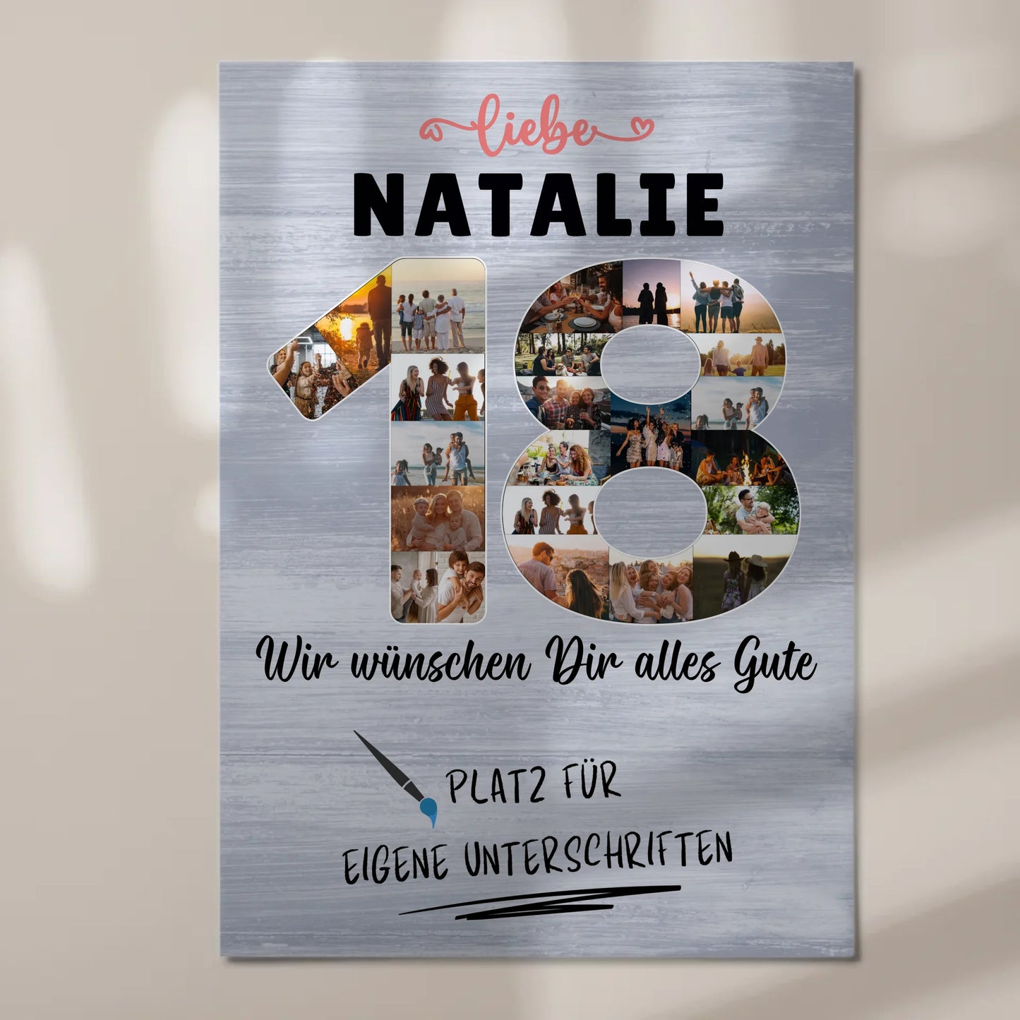 Magnetisches Fotoboard Poster mit Wunschtext 18 Geburtstag für Schwester Tochter Freundin