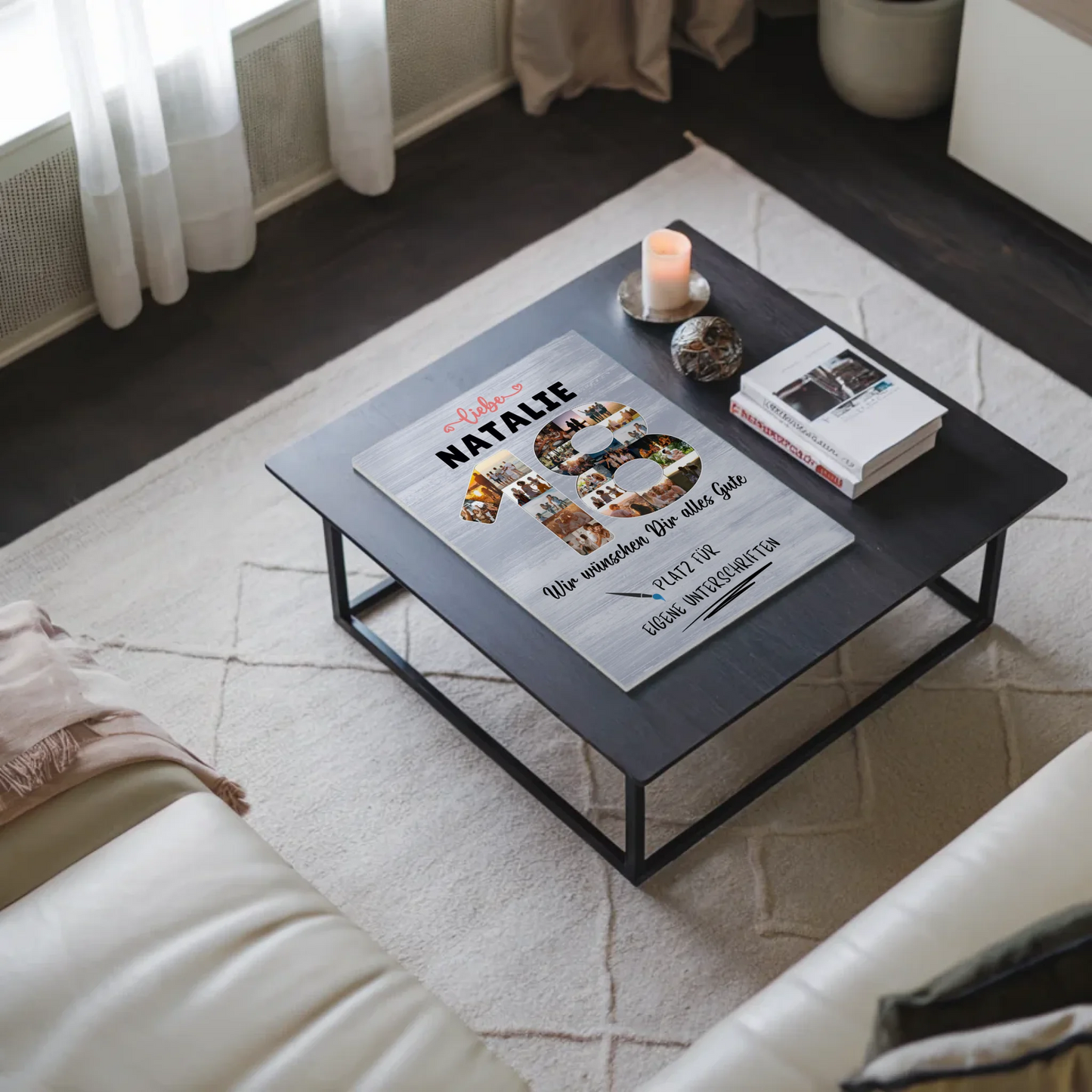 Magnetisches Fotoboard Poster mit Wunschtext 18 Geburtstag für Schwester Tochter Freundin