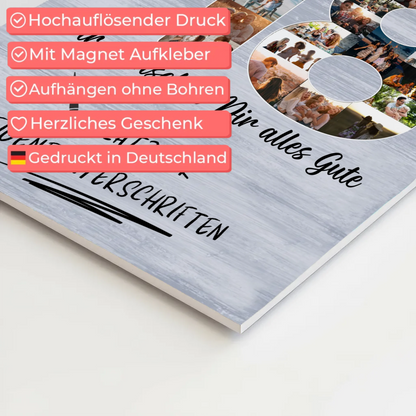 Magnetisches Fotoboard Poster mit Wunschtext 18 Geburtstag für Schwester Tochter Freundin