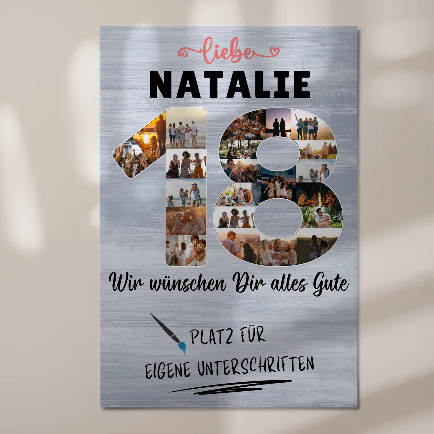 Magnetisches Fotoboard Poster mit Wunschtext 18 Geburtstag für Schwester Tochter Freundin