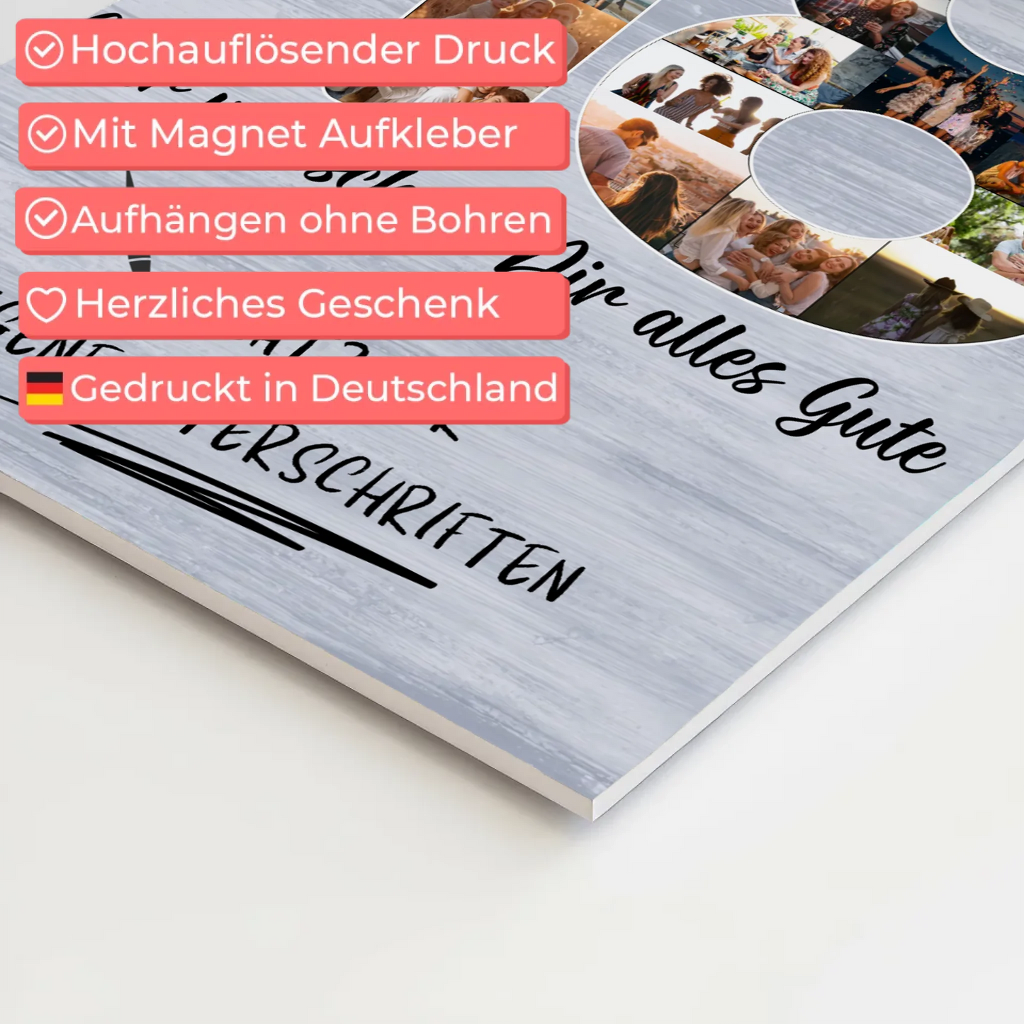 Magnetisches Fotoboard Poster mit Wunschtext 18 Geburtstag für Schwester Tochter Freundin