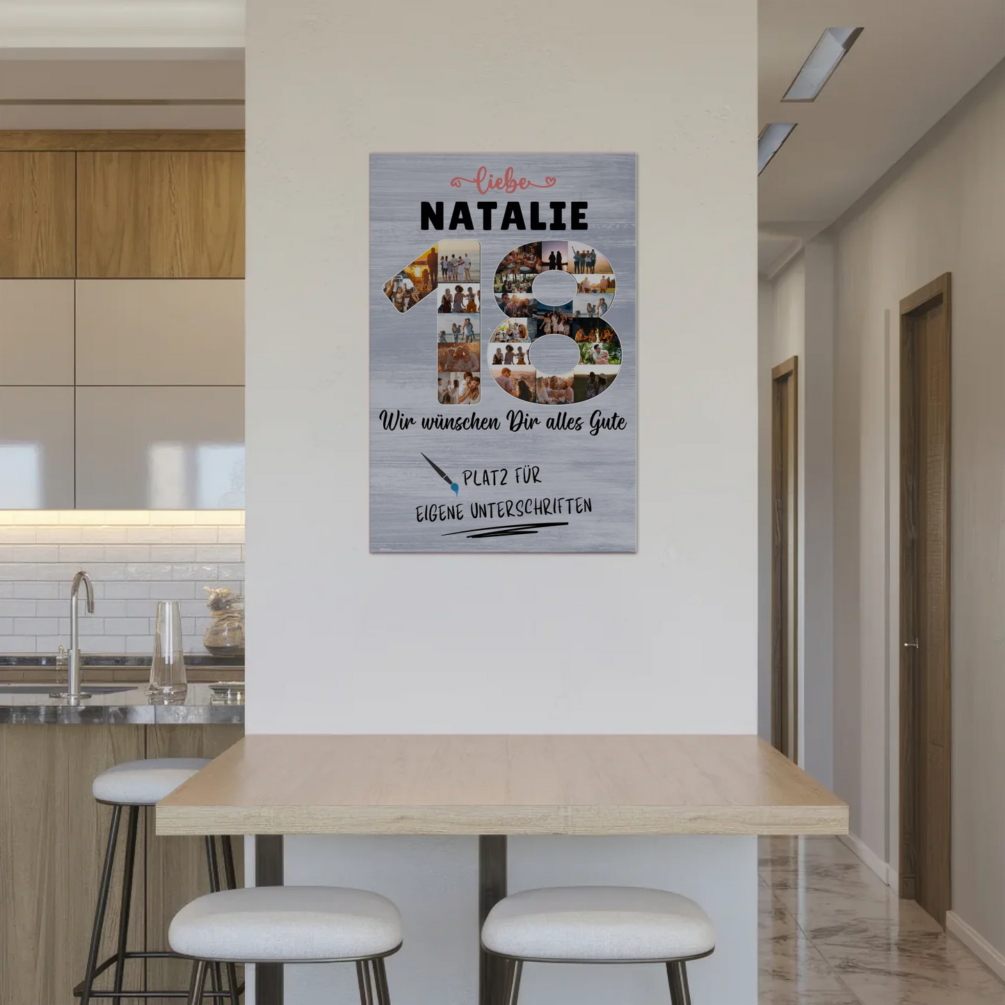 Magnetisches Fotoboard Poster mit Wunschtext 18 Geburtstag für Schwester Tochter Freundin