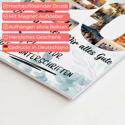 Fotoboard Magnet Poster mit Unterschriften 20 Geburtstag Geschenkidee
