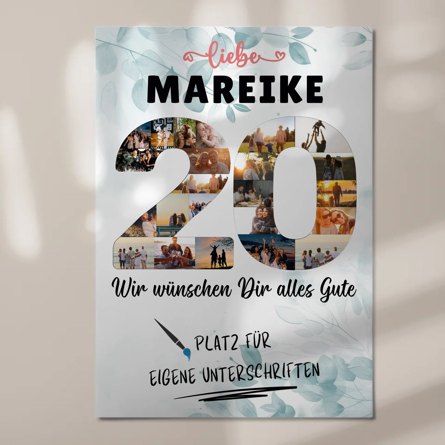 Fotoboard Magnet Poster mit Unterschriften 20 Geburtstag Geschenkidee