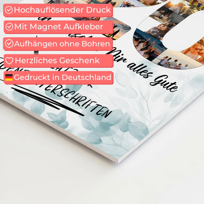 Fotoboard Magnet Poster mit Unterschriften 20 Geburtstag Geschenkidee