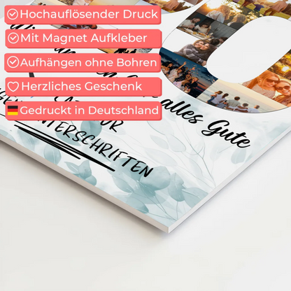 Fotoboard Magnet Poster mit Unterschriften 20 Geburtstag Geschenkidee