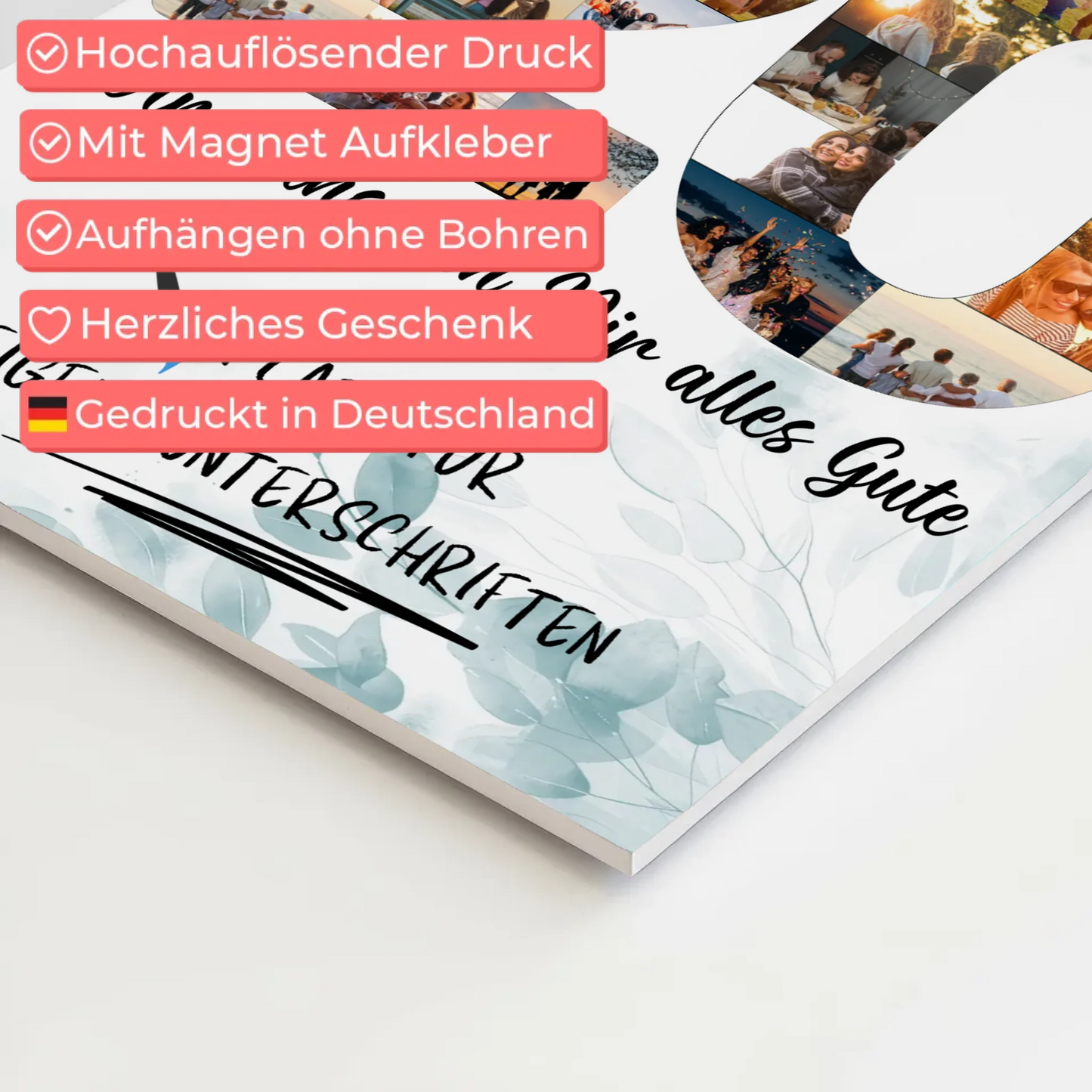 Fotoboard Magnet Poster mit Unterschriften 20 Geburtstag Geschenkidee