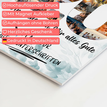 Fotoboard Magnet Poster mit Unterschriften 20 Geburtstag Geschenkidee