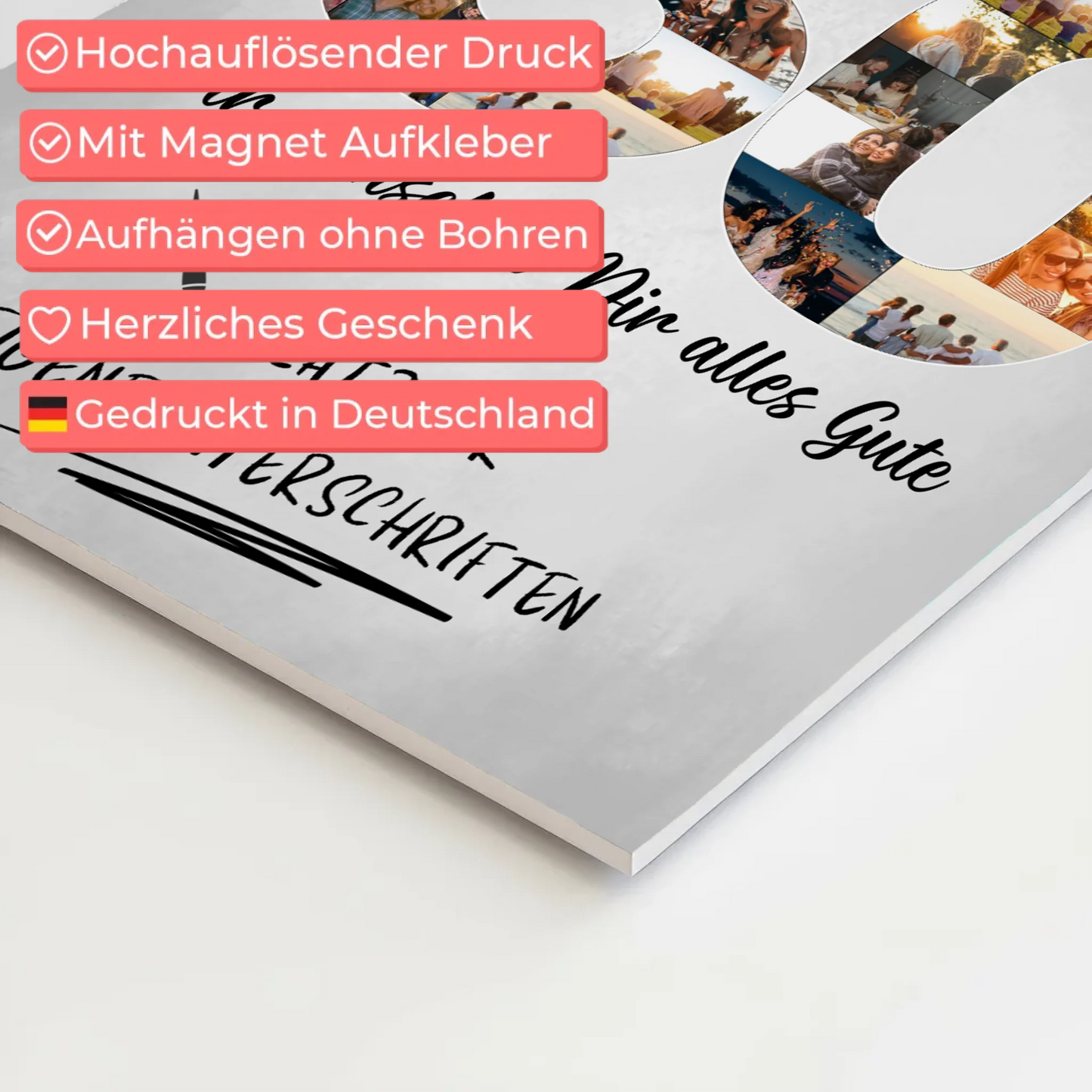 Fotoboard Poster magnetisch mit Wunschtext 30 Geburtstag für Schwester Tochter Freundin