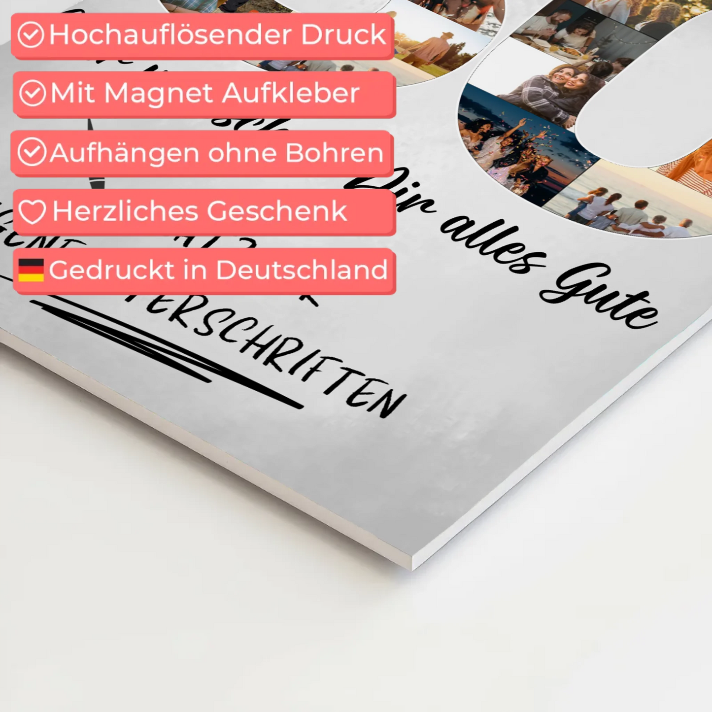 Fotoboard Poster magnetisch mit Wunschtext 30 Geburtstag für Schwester Tochter Freundin