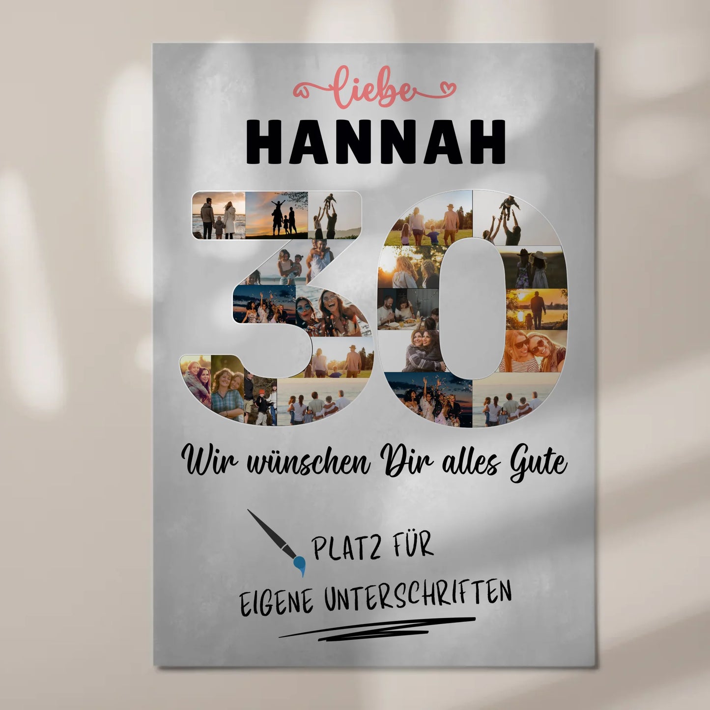 Fotoboard Poster magnetisch mit Wunschtext 30 Geburtstag für Schwester Tochter Freundin