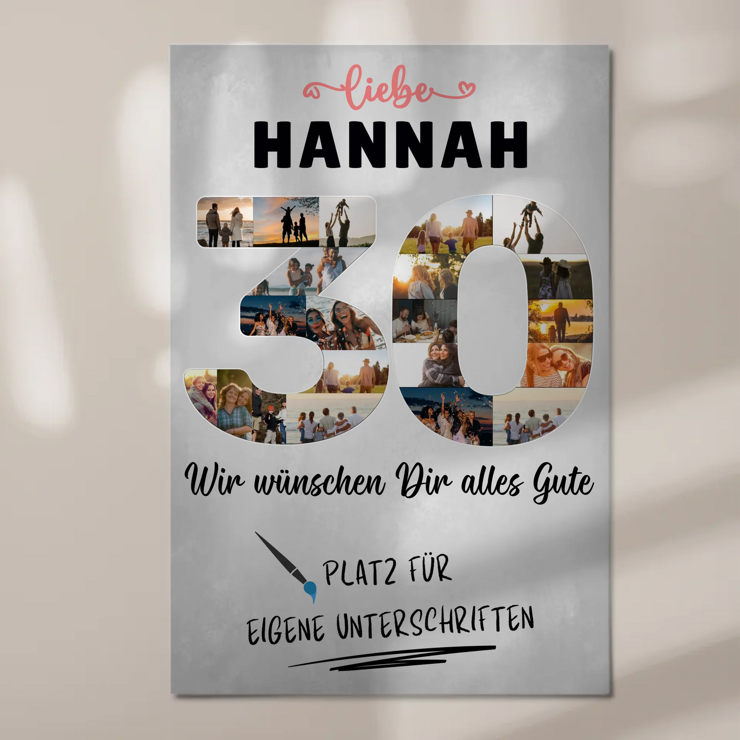 Fotoboard Poster magnetisch mit Wunschtext 30 Geburtstag für Schwester Tochter Freundin