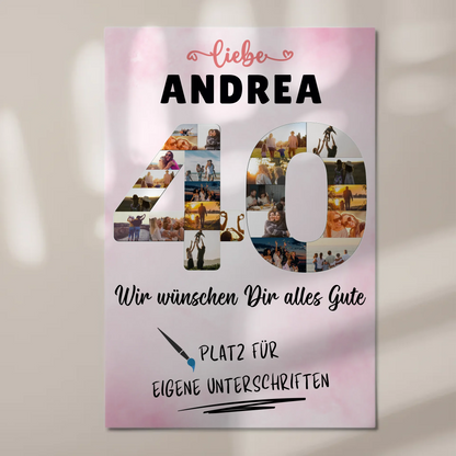 Magnetisches Fotoboard mit Unterschriften 40 Geburtstag Mama Poster