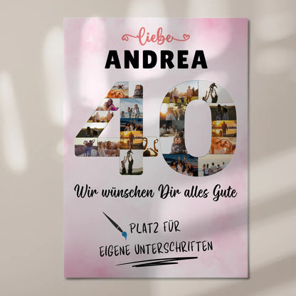 Magnetisches Fotoboard mit Unterschriften 40 Geburtstag Mama Poster
