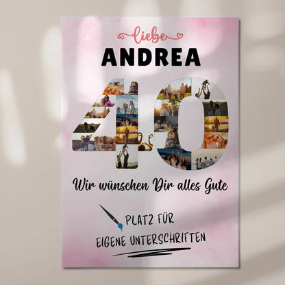 Magnetisches Fotoboard mit Unterschriften 40 Geburtstag Mama Poster