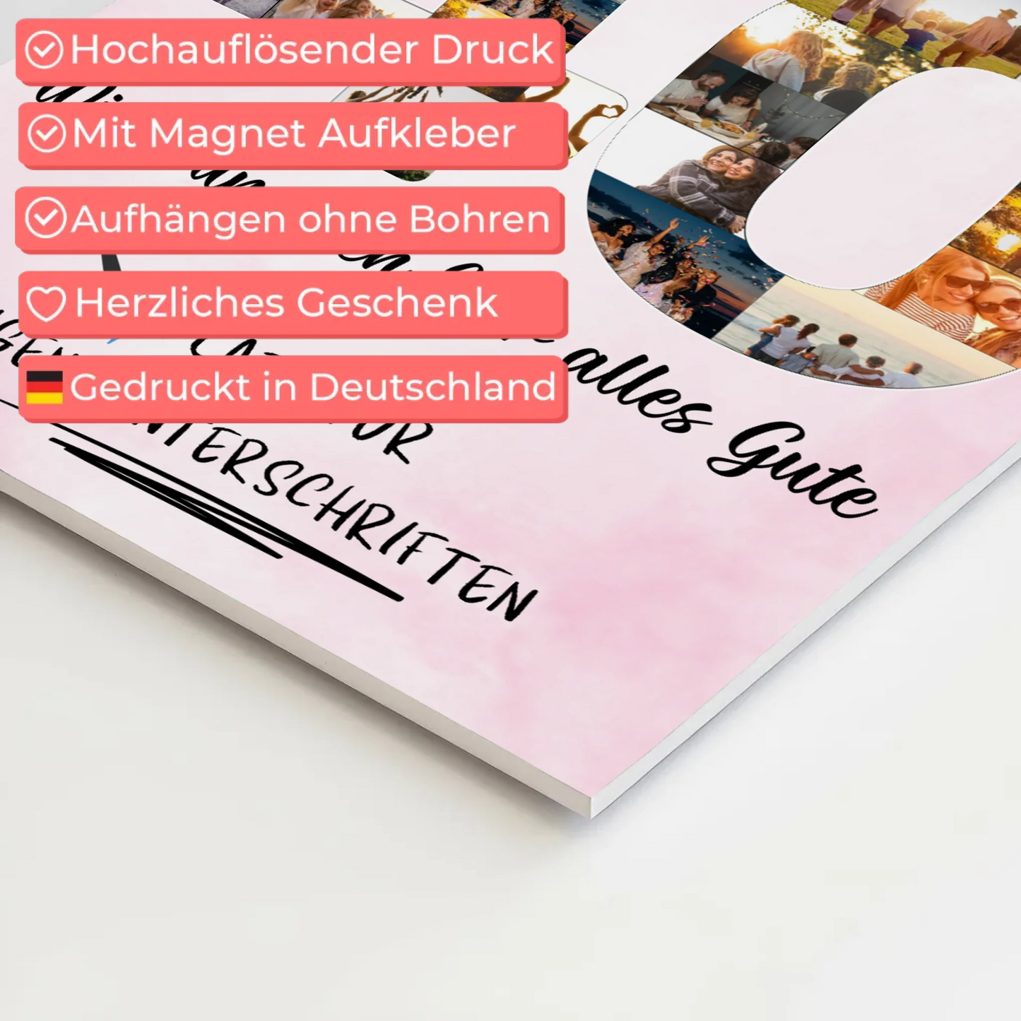 Magnetisches Fotoboard mit Unterschriften 40 Geburtstag Mama Poster