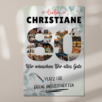 Fotoboard Magnet Poster mit Unterschriften 80 Geburtstag