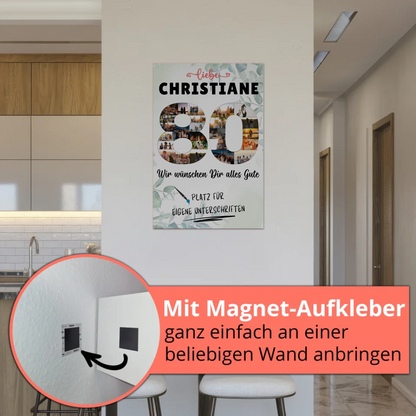 Fotoboard Magnet Poster mit Unterschriften 80 Geburtstag