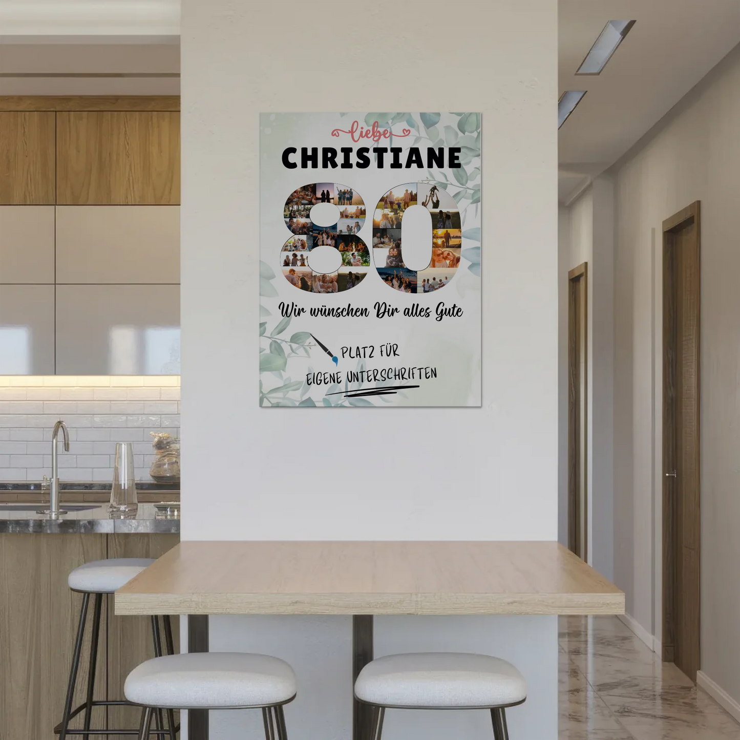 Fotoboard Magnet Poster mit Unterschriften 80 Geburtstag