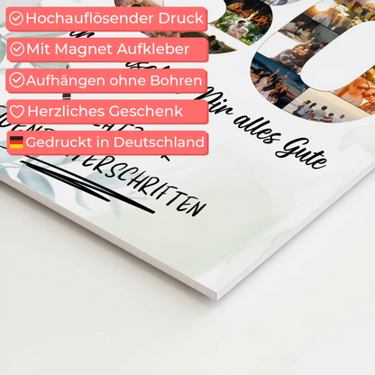 Fotoboard Magnet Poster mit Unterschriften 80 Geburtstag